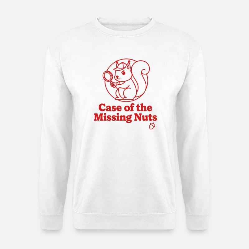 Case of the Missing Nuts Squirrel - Unisex Sweatshirt - white
