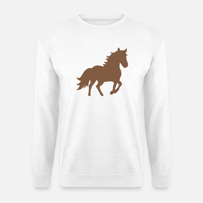 Pferd Silhouetten Geschenk Reiter - Unisex Pullover - Weiß