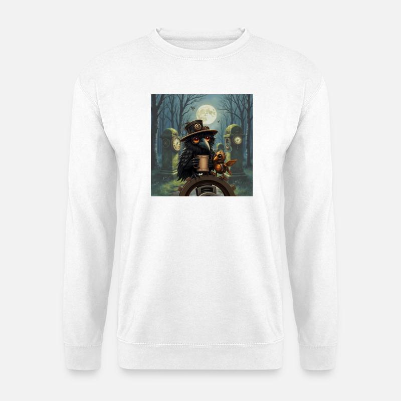 Nacht-Steampunk-Rabe - Unisex Pullover - Weiß