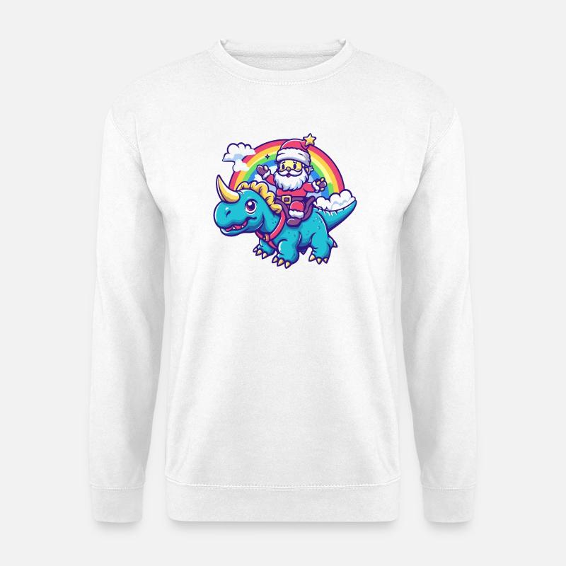Dinosaurier triceratops Weihnachtsmann - Unisex Pullover - Weiß