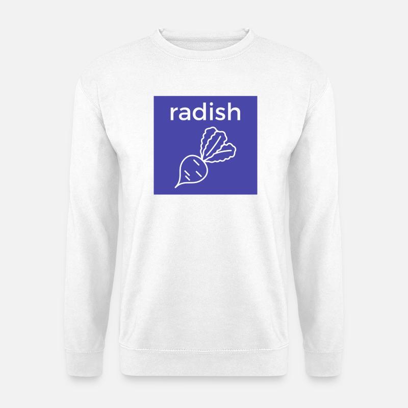Radieschen Linienstil auf Blau - Unisex Pullover - Weiß