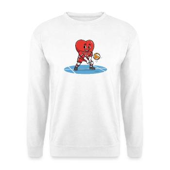 Mascotte de cœur de volley-ball en action - Sweat-shirt Unisexe - blanc - Devant