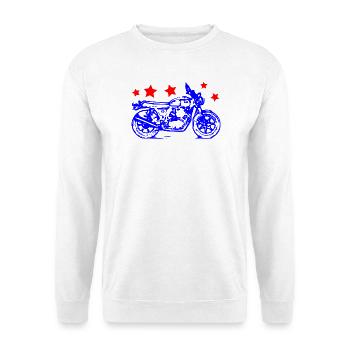 Blue Bike Line Art with Red Stars - Unisex Sweatshirt - white - Front