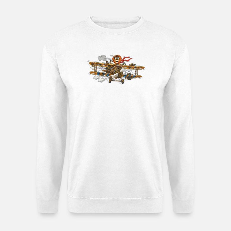 Steampunk Löwenflugmaschine - Unisex Pullover - Weiß