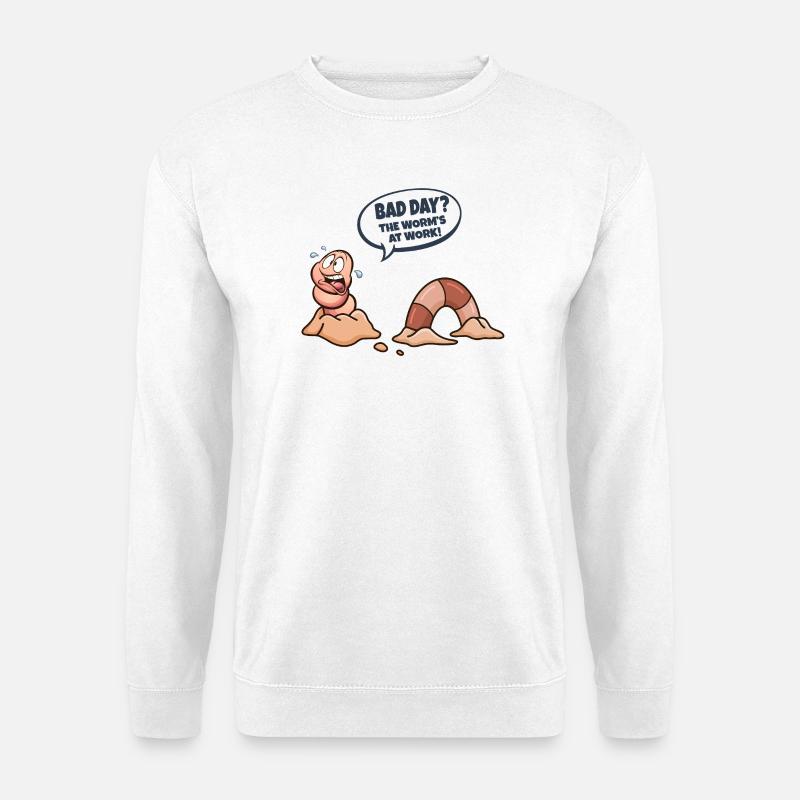 Wurm am Arbeitsplatz Schlechter Tag - Unisex Pullover - Weiß