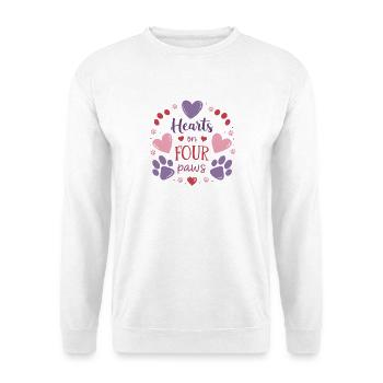 Herzen auf vier Pfoten - Unisex Pullover - Weiß - Vorne