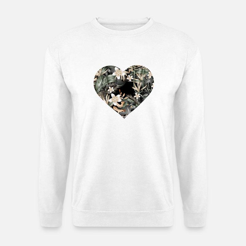 Exotic jungle heart with tropical pattern - Unisex Sweatshirt - white