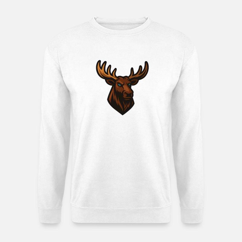 Elchkopf Illustration - Unisex Pullover - Weiß