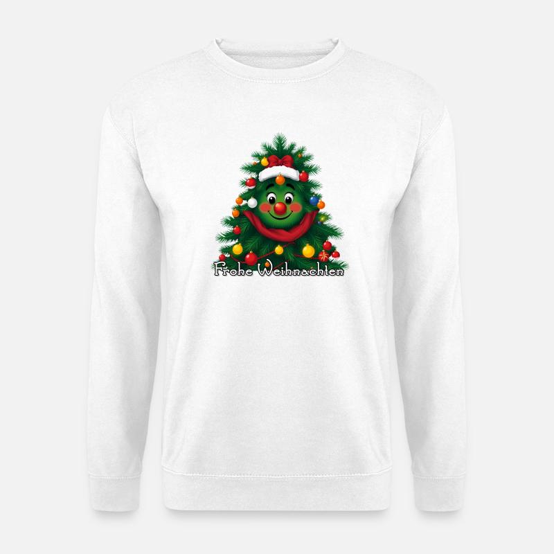 Fröhlicher Weihnachtsbaum mit Gesicht - Unisex Pullover - Weiß