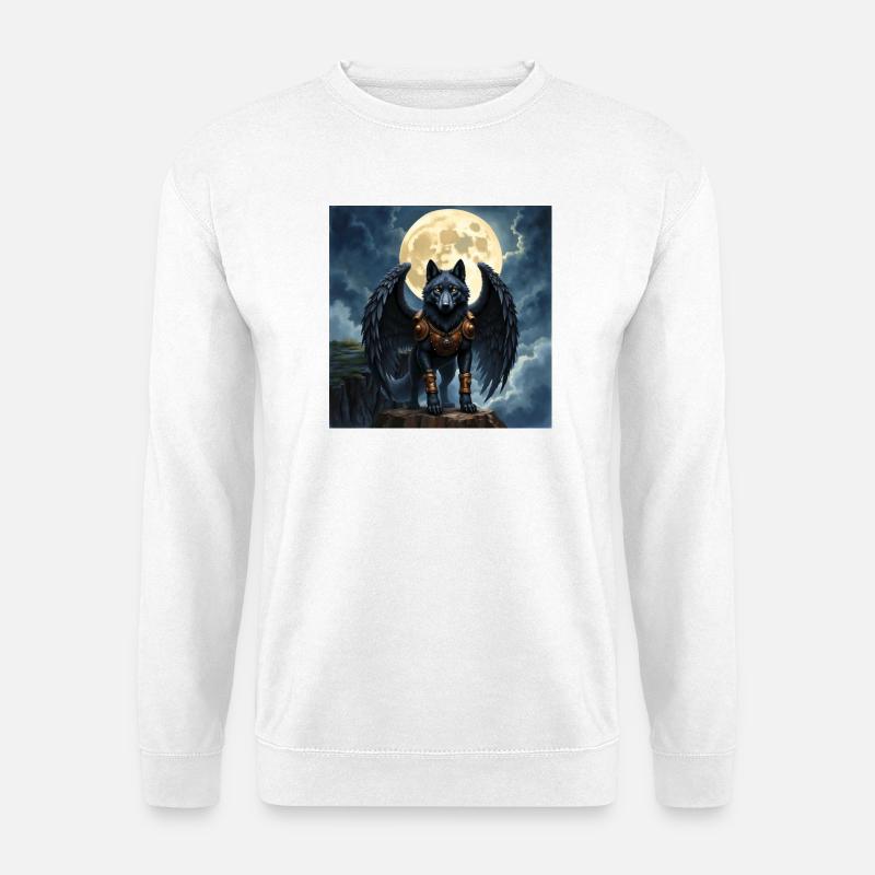 Winged wolf under full moon - Unisex Sweatshirt - white