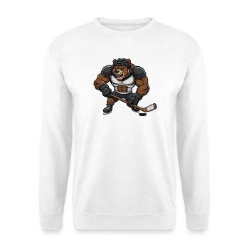 ours musclé joueur de hockey sur glace dessin animé - Sweat-shirt Unisexe - blanc - Devant