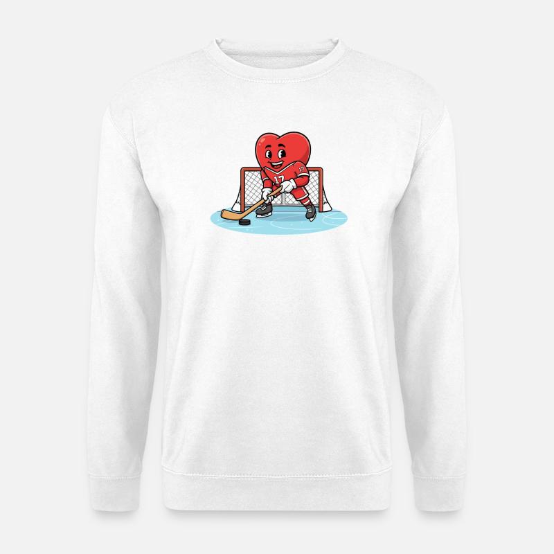 Hockey Heart Maskottchen in Aktion - Unisex Pullover - Weiß