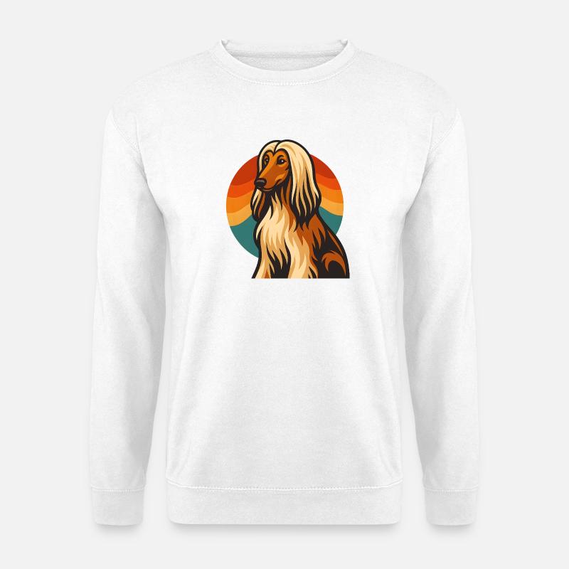 Afghanischer Hund im Retro-Sonnenuntergang - Unisex Pullover - Weiß