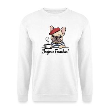 Bonjour Frenchie Französische Bulldogge - Unisex Pullover - Weiß - Vorne