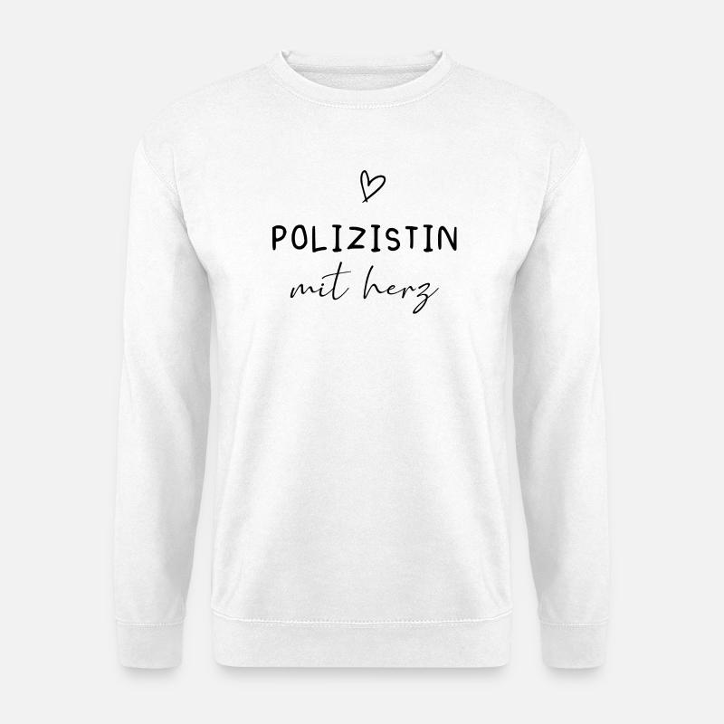Polizistin mit Herz Dankeschön Geschenk - Unisex Pullover - Weiß