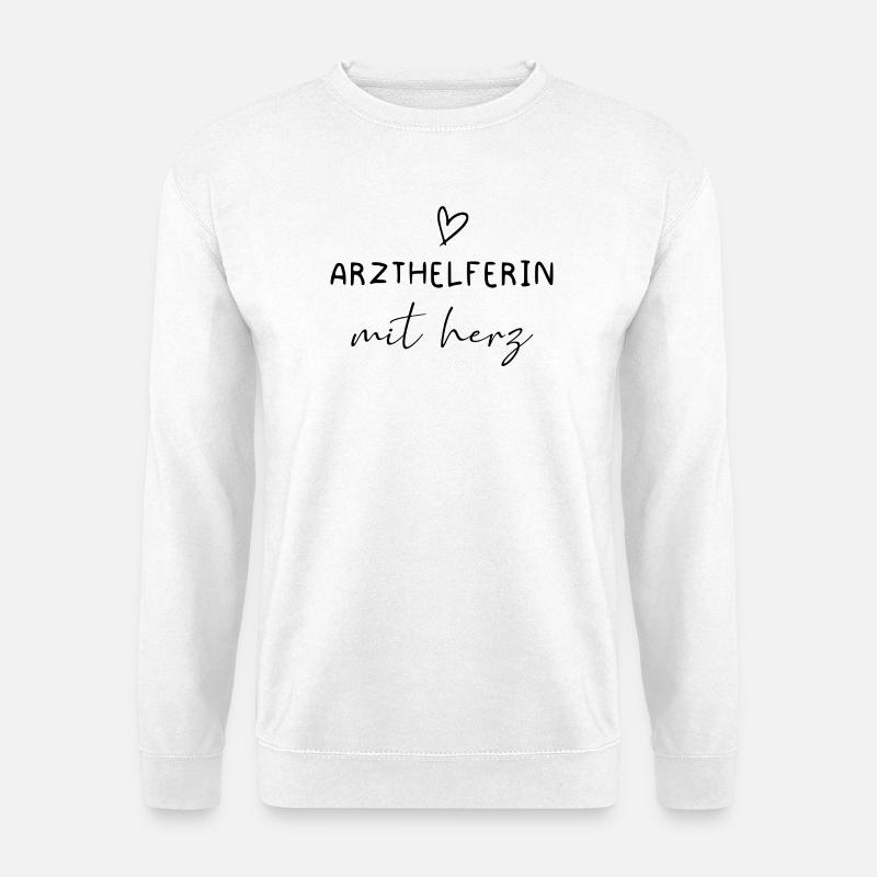 Arzthelferin mit Herz Dankeschön Geschenk - Unisex Pullover - Weiß