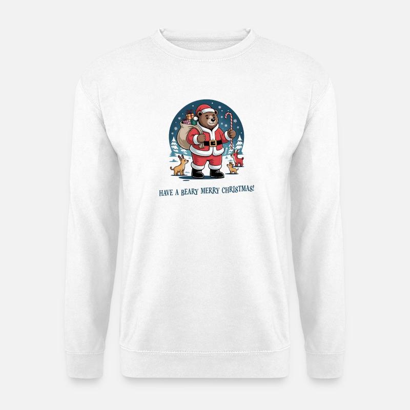 Beary Merry Christmas Santa Bear - Unisex Pullover - Weiß