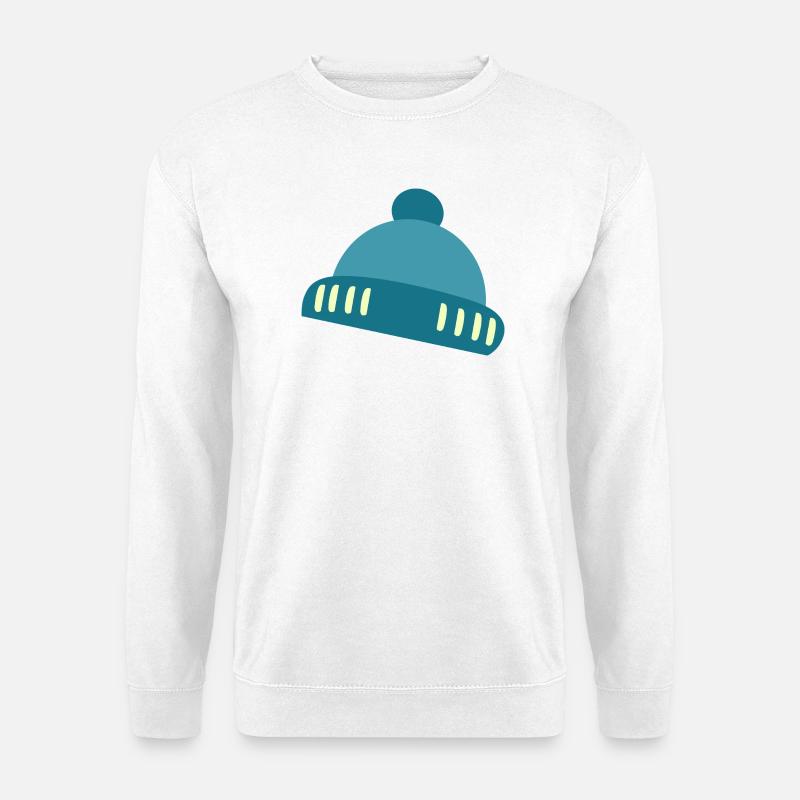 Beanie Blue Accent Pattern - Unisex Sweatshirt - white
