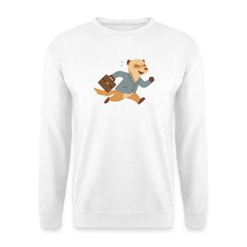 Frettchen im Anzug rennt mit Aktenkoffer - Unisex Pullover - Weiß - Vorne