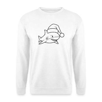 Christmas Shark Cartoon Illustration - Unisex Sweatshirt - white - Front