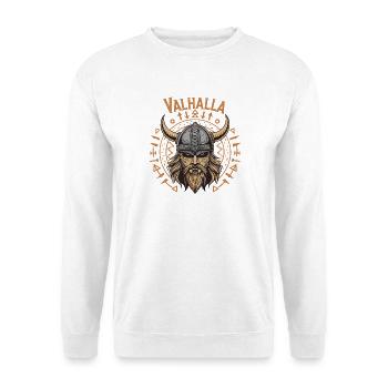 Mächtiger Wikinger mit Walhalla-Helm - Unisex Pullover - Weiß - Vorne