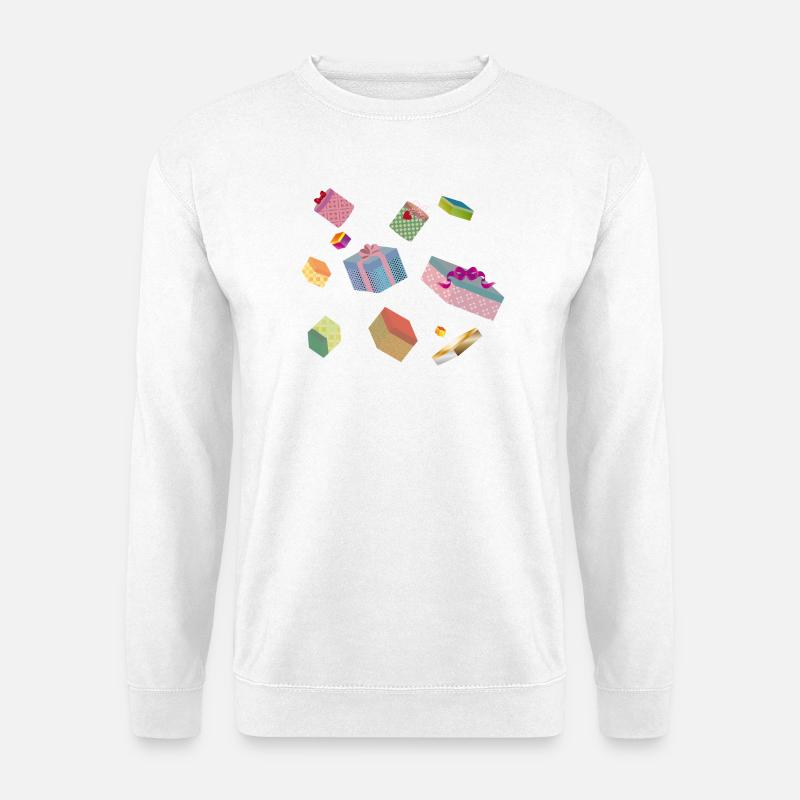 Bunte Geschenkboxen – festlich verpackte Geschenke - Unisex Pullover - Weiß