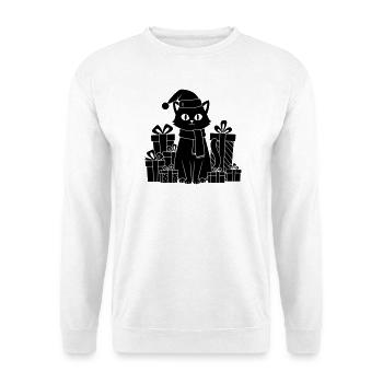 Chat de Noël entre les cadeaux - Sweat-shirt Unisexe - blanc - Devant
