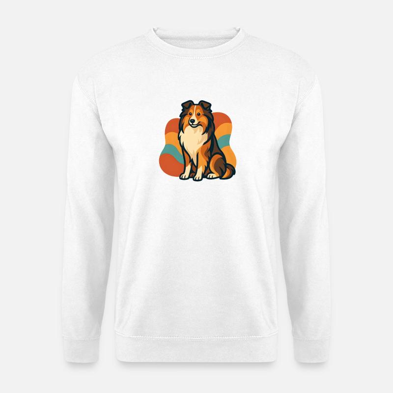 Lebhafter Shetland-Schäferhund Sunburst - Unisex Pullover - Weiß