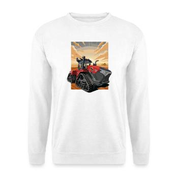 Tracteur au coucher du soleil avec suspension sur chenilles - Sweat-shirt Unisexe - blanc - Devant