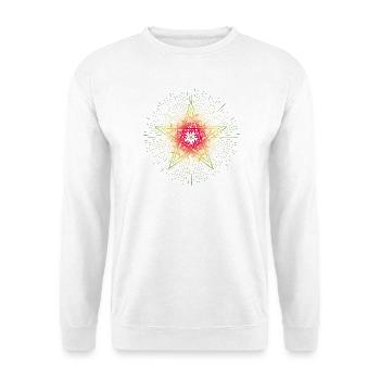 Leuchtender Weihnachtsstern in Mandala-Optik - Unisex Pullover - Weiß - Vorne - Alina (178cm) & Michal (187cm)