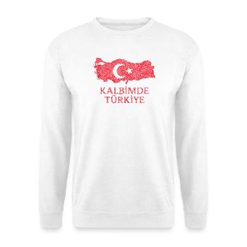 Kalbimde Türkiye Flagge - Unisex Pullover - Weiß - Vorne - Alina (178cm) & Michal (187cm)