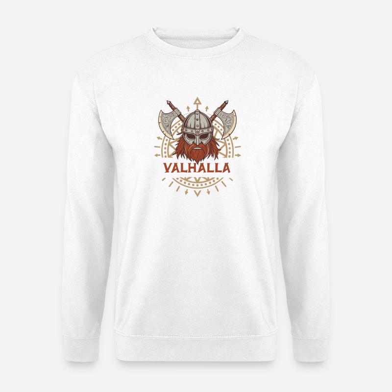 Valhalla Wikingeraxt & Bart - Unisex Pullover - Weiß