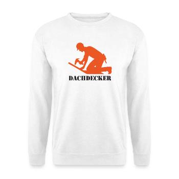 Dachdecker Silhouette Logo - Unisex Pullover - Weiß - Vorne - Alina (178cm) & Michal (187cm)