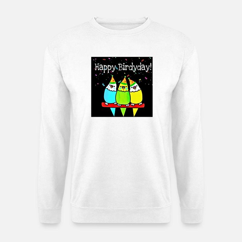 Drei bunte Geburtstagsvögel - Unisex Pullover - Weiß