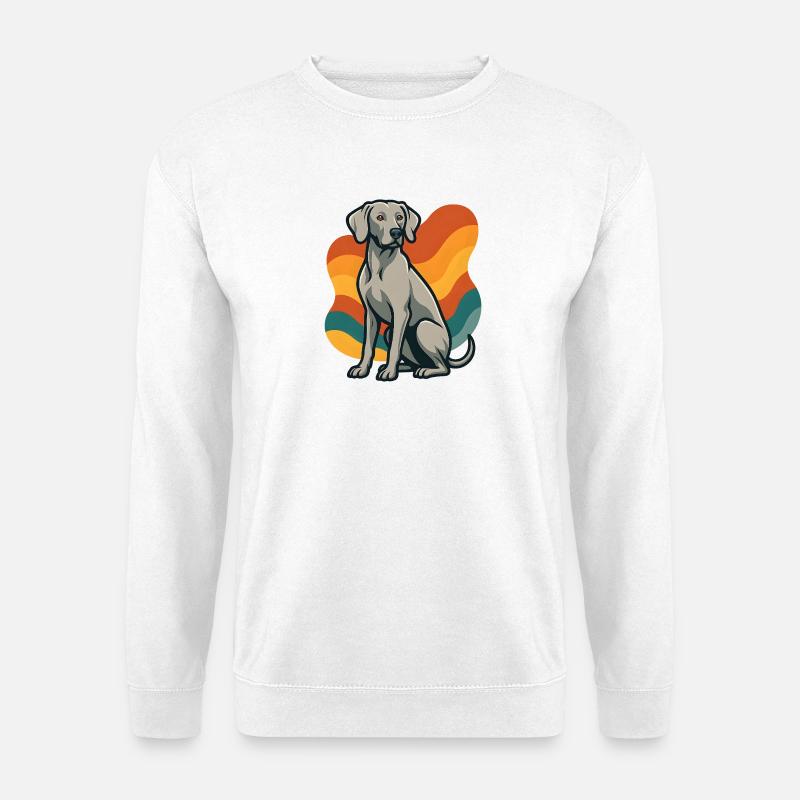 weimaranerWHund in retro wave pattern - Unisex Sweatshirt - white