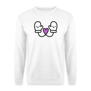 Süße Handschuhe mit Herz | Winter Liebe - Unisex Pullover - Weiß - Vorne