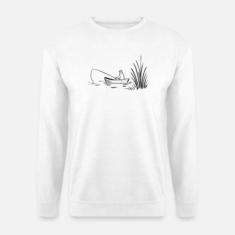 Angler im Boot am See - Unisex Pullover - Weiß