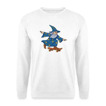 Starry Wizard Skateboard - Unisex Pullover - Weiß - Vorne