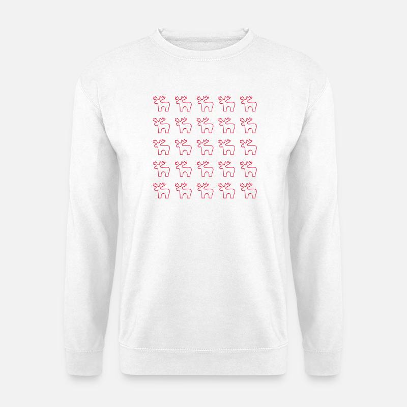 Rote Rentier Silhouette Muster - Unisex Pullover - Weiß