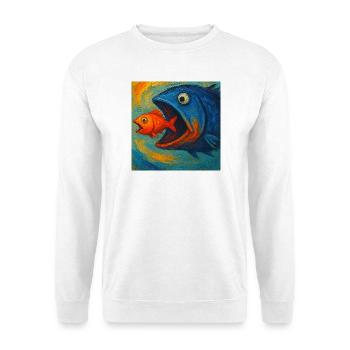 Poissons de la mer bleue à la recherche du poisson rouge - Sweat-shirt Unisexe - blanc - Devant