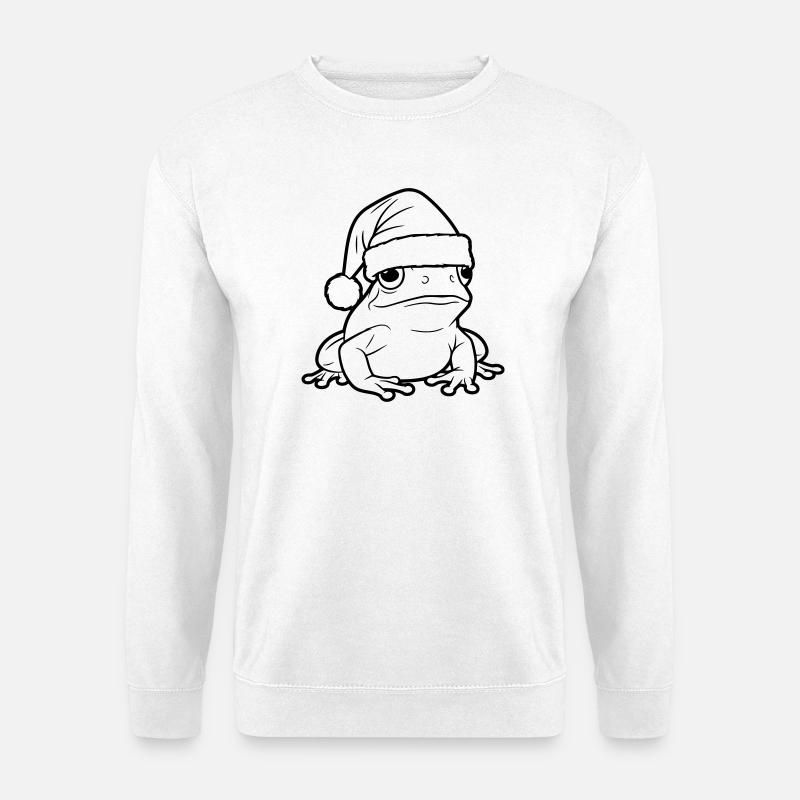 Lustiger Weihnachtsfrosch mit Mütze - Unisex Pullover - Weiß