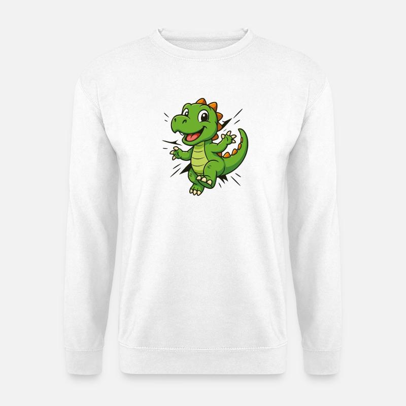 Süßer Comic Dino –  Kinder & Dinosaurier Fans - Unisex Pullover - Weiß