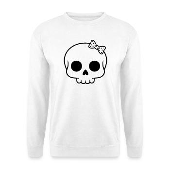 Cute skull with bow | Girly Goth - Unisex Sweatshirt - white - Front