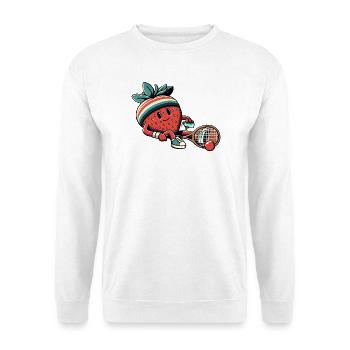 Erdbeere Beim Tennis Mit Retro Stirnband - Unisex Pullover - Weiß - Vorne