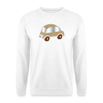 Voiture jouet aspect bois – motif nostalgique - Sweat-shirt Unisexe - blanc - Devant