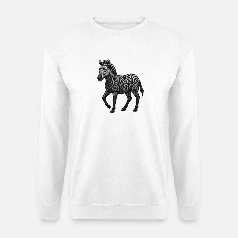 Zebra Ornament Tribalswirl Muster - Unisex Pullover - Weiß