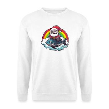 Piranha Fische Weihnachtsmann Weihnachten - Unisex Pullover - Weiß - Vorne