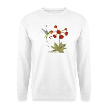 Colibri rencontre la fleur de la cloche d’aspiration - motif amusant - Sweat-shirt Unisexe - blanc - Devant