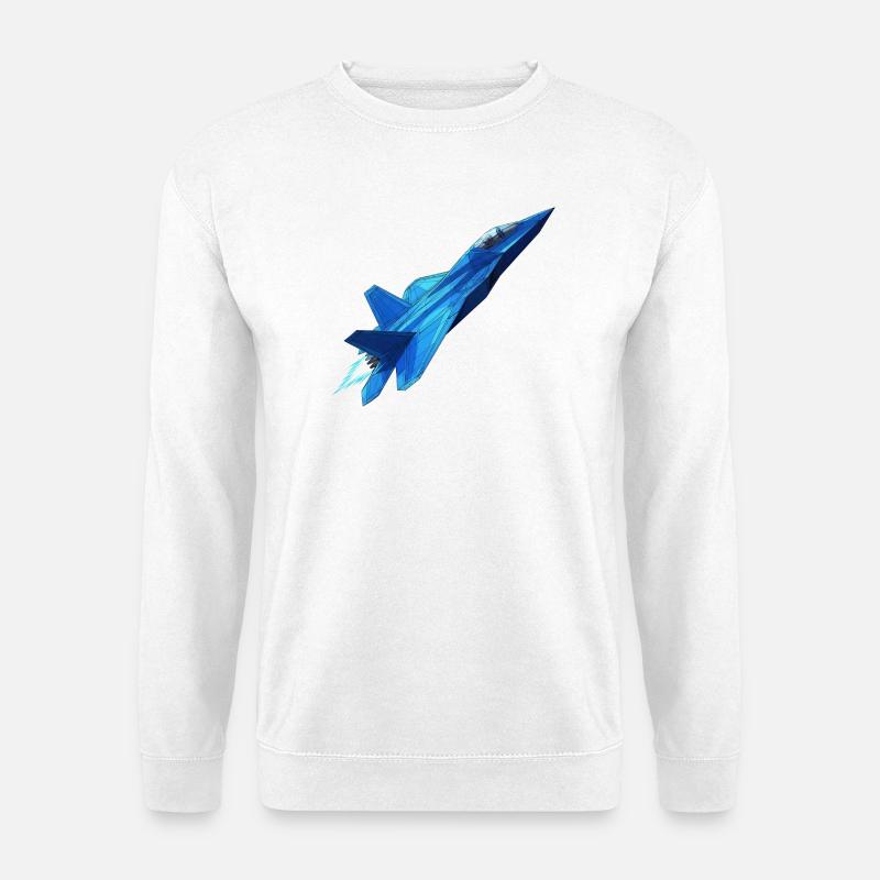 Blauer Geometrie Düsenjet - Unisex Pullover - Weiß