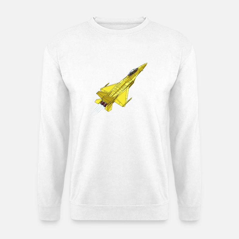 Gelber Jet Fighter Skizze - Unisex Pullover - Weiß